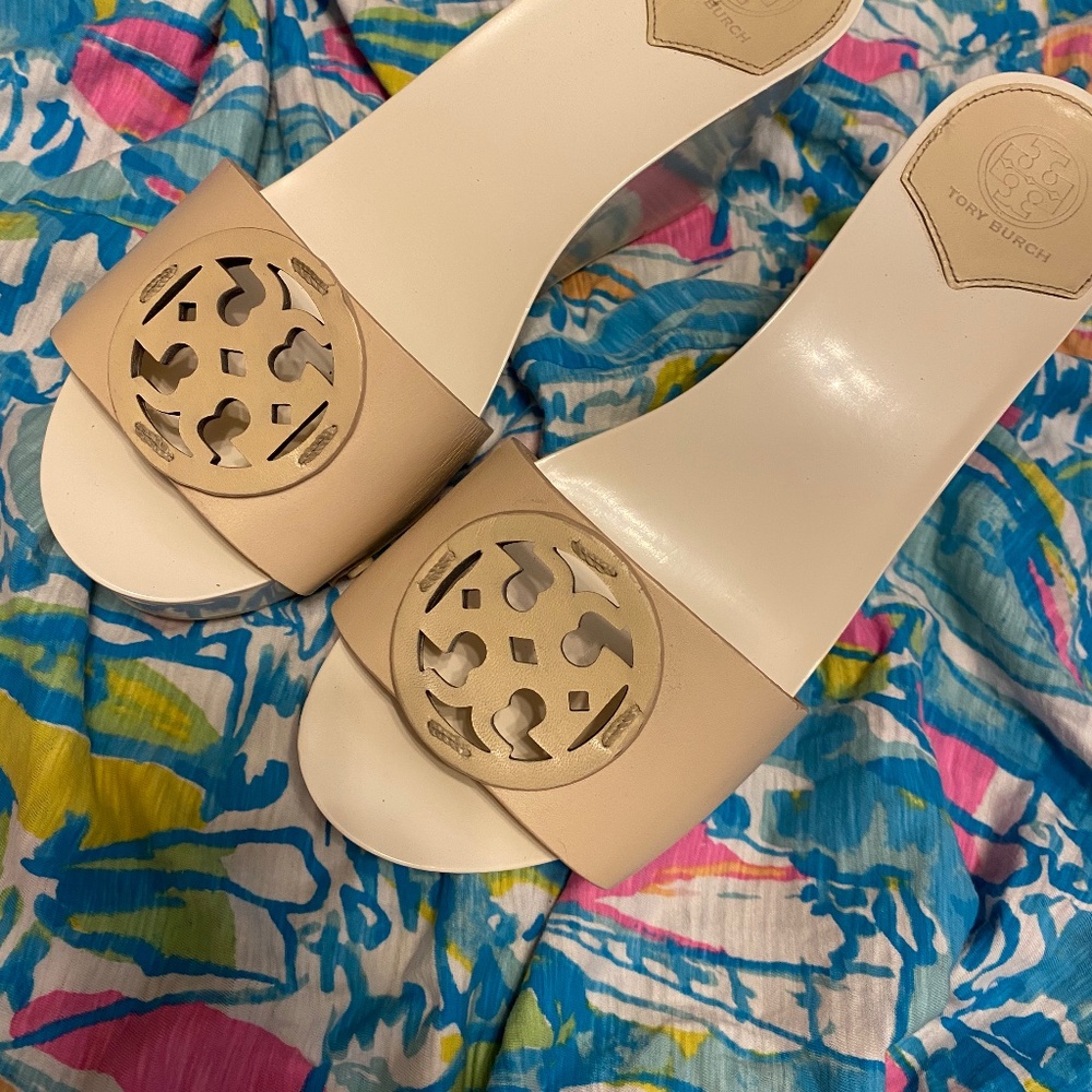 Tory Burch hard acrylic sandals